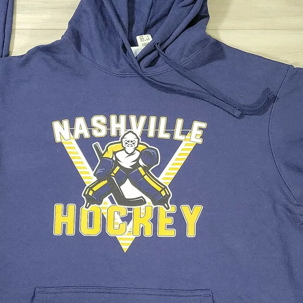 Nashville Predators Sweater Men's Large Navy Blue Gold Pullover Hoodie New